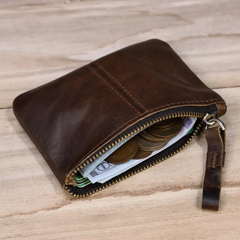 Genuine Leather Mini Coin Wallet with Card Holder