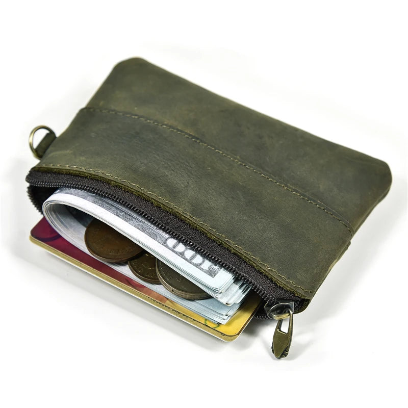 Genuine Leather Mini Coin Wallet with Card Holder