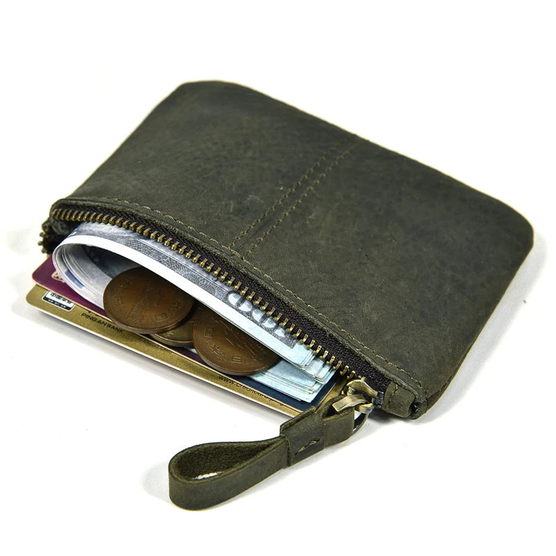 Genuine Leather Mini Coin Wallet with Card Holder