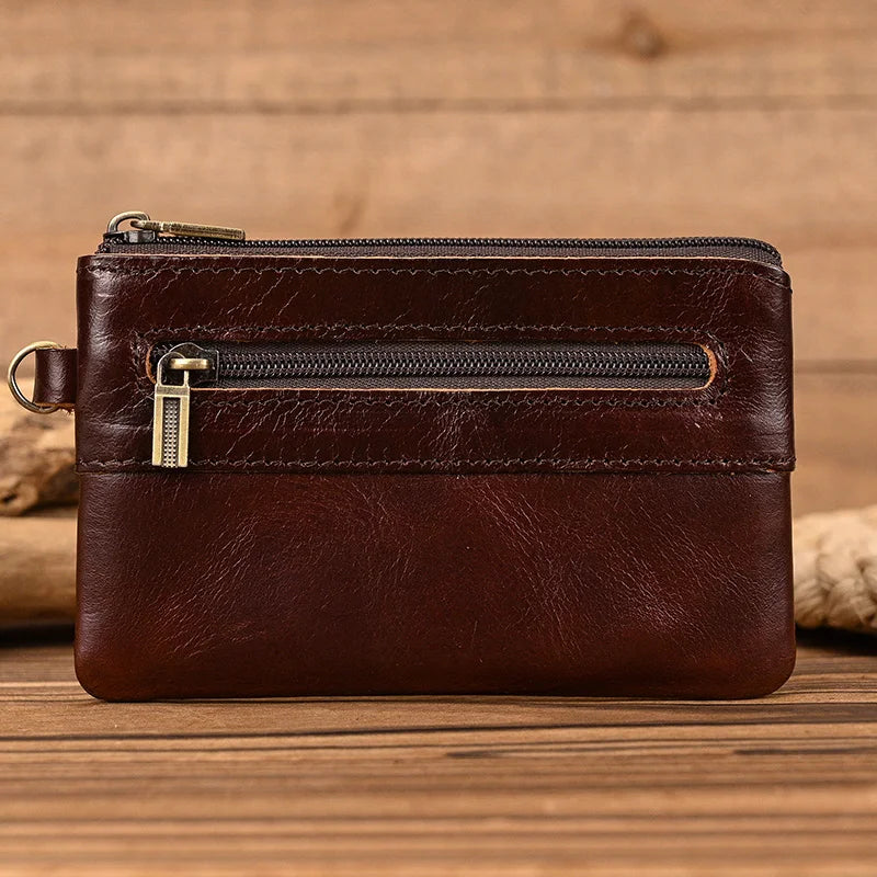 Luufan Genuine Leather Coin Wallet with Card Holder & Key Ring