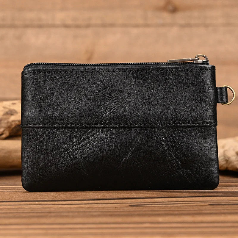 Luufan Genuine Leather Coin Wallet with Card Holder & Key Ring