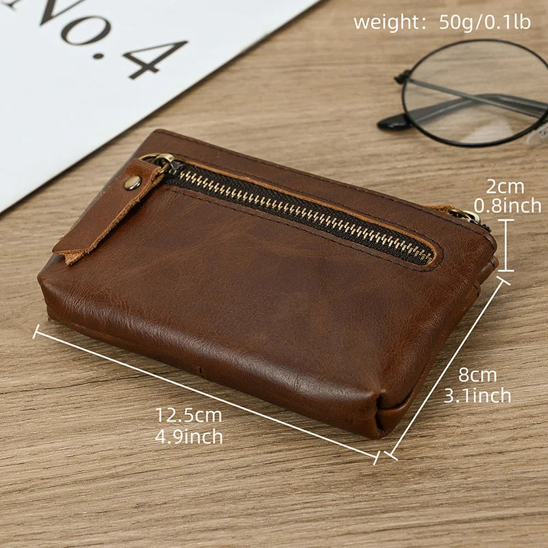 Luufan Genuine Leather Coin Wallet with Card Holder & Key Ring