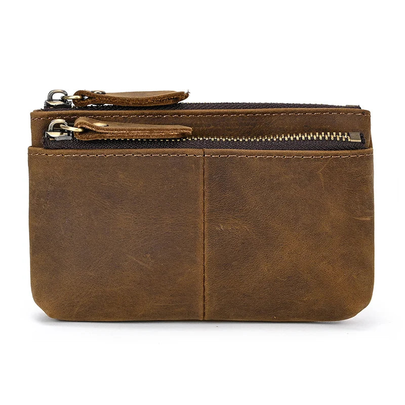 Luufan Genuine Leather Coin Wallet with Card Holder & Key Ring