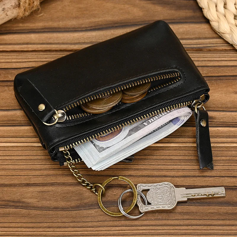 Genuine Leather Mini Coin Wallet with Card Holder