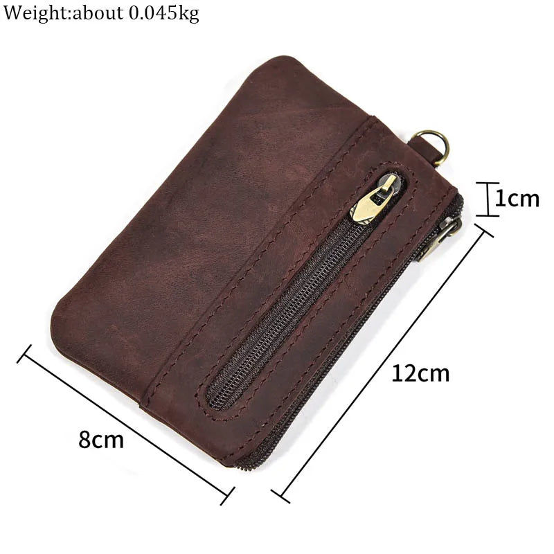 Luufan Genuine Leather Coin Wallet with Card Holder & Key Ring