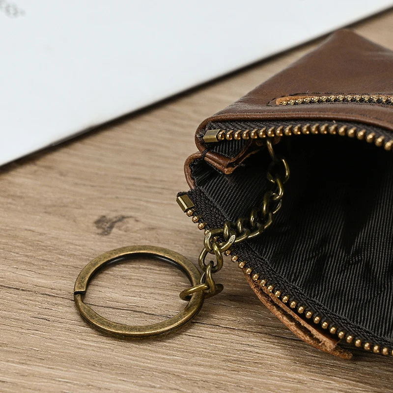 Luufan Genuine Leather Coin Wallet with Card Holder & Key Ring