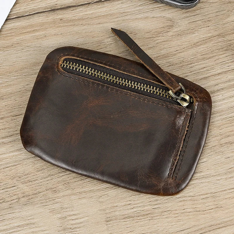 Luufan Genuine Leather Coin Wallet with Card Holder & Key Ring
