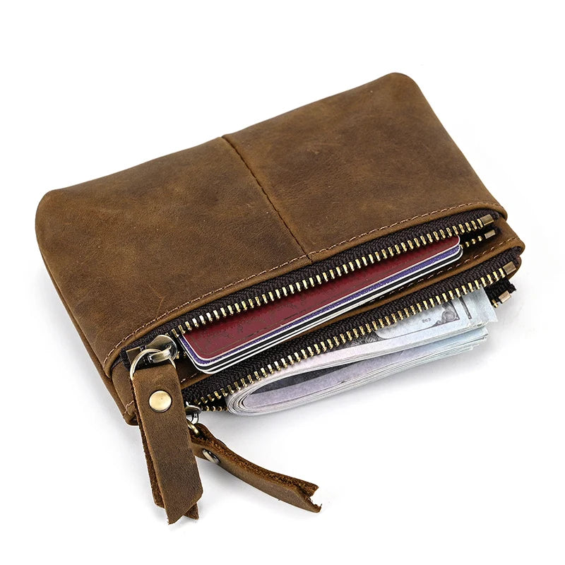 Luufan Genuine Leather Coin Wallet with Card Holder & Key Ring