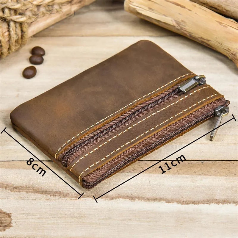 Luufan Genuine Leather Coin Wallet with Card Holder & Key Ring