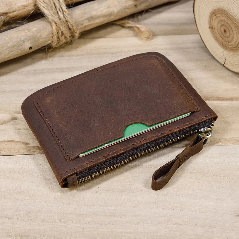 Luufan Genuine Leather Coin Wallet with Card Holder & Key Ring