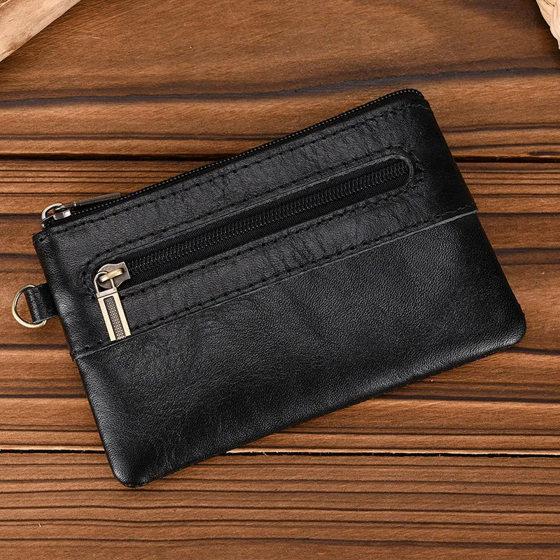 Luufan Genuine Leather Coin Wallet with Card Holder & Key Ring