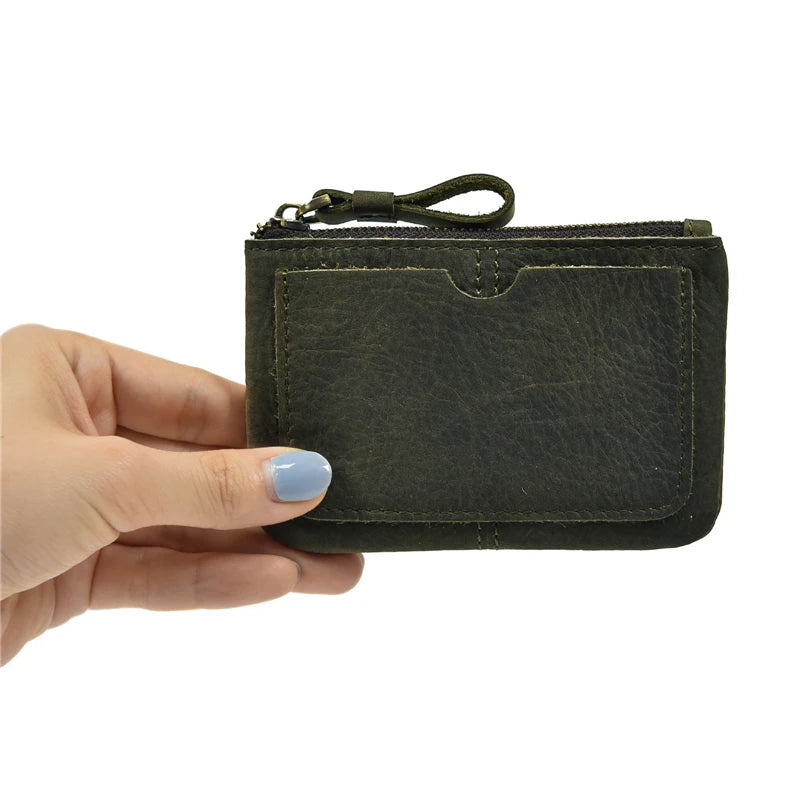 Luufan Genuine Leather Coin Wallet with Card Holder & Key Ring