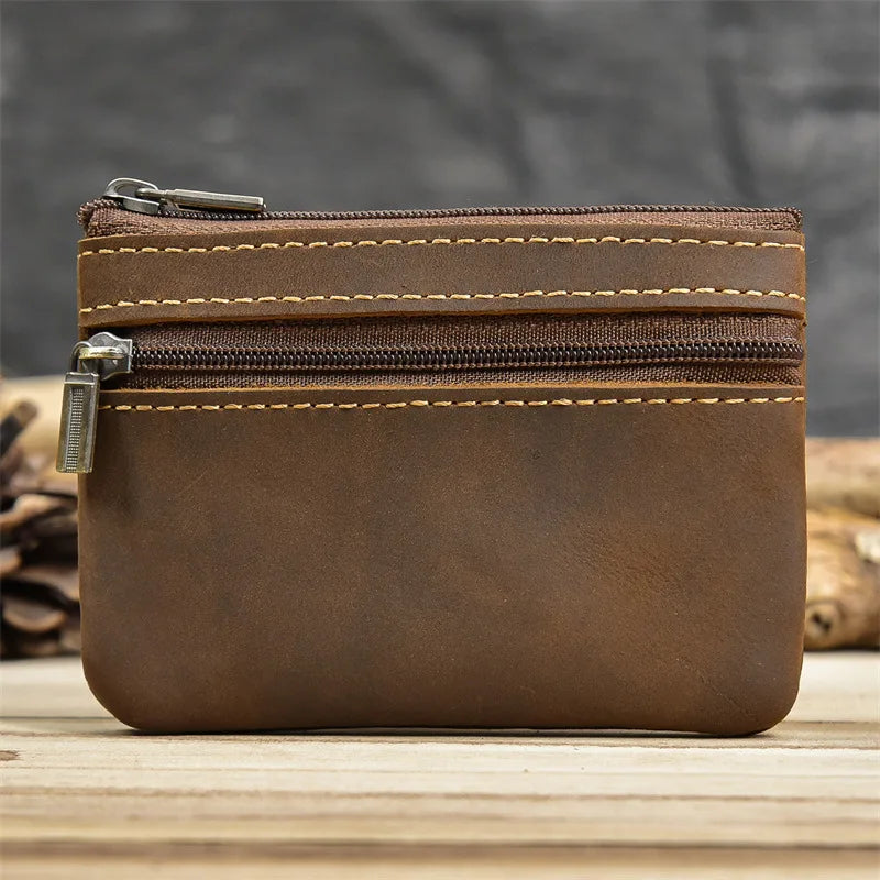 Luufan Genuine Leather Coin Wallet with Card Holder & Key Ring