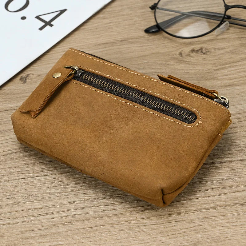 Luufan Genuine Leather Coin Wallet with Card Holder & Key Ring