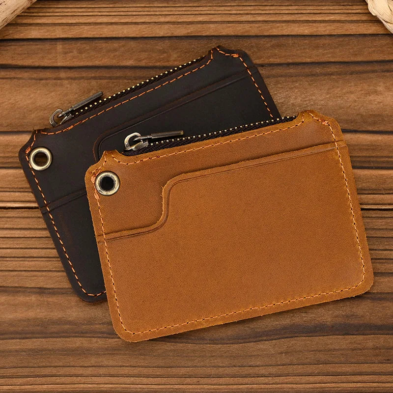 Luufan Genuine Leather Coin Wallet with Card Holder & Key Ring