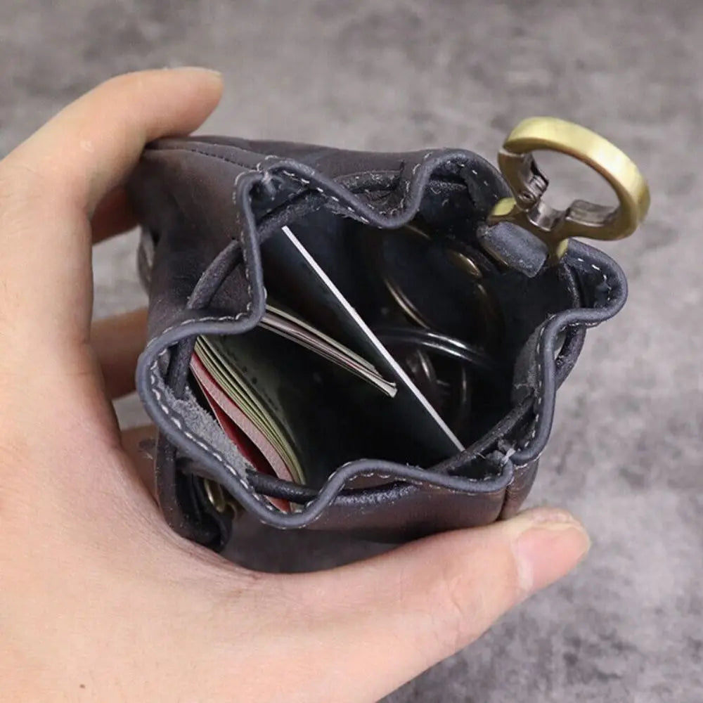Retro Genuine Leather Coin Purse & Key Holder