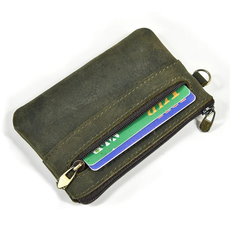 Luufan Genuine Leather Coin Wallet with Card Holder & Key Ring
