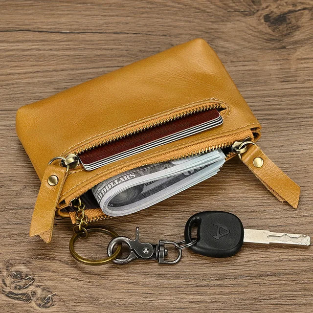 Genuine Leather Mini Coin Wallet with Card Holder