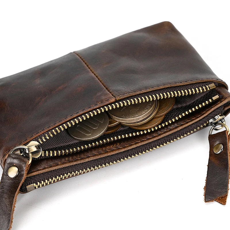 Luufan Genuine Leather Coin Wallet with Card Holder & Key Ring