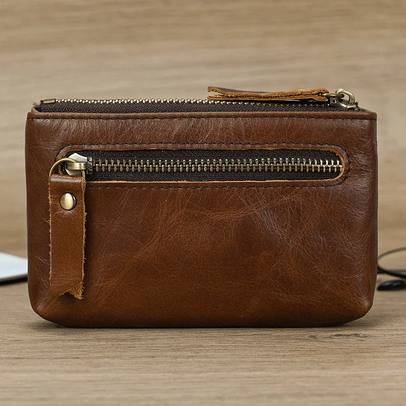 Luufan Genuine Leather Coin Wallet with Card Holder & Key Ring