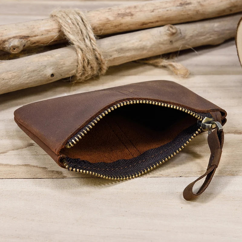 Genuine Leather Mini Coin Wallet with Card Holder