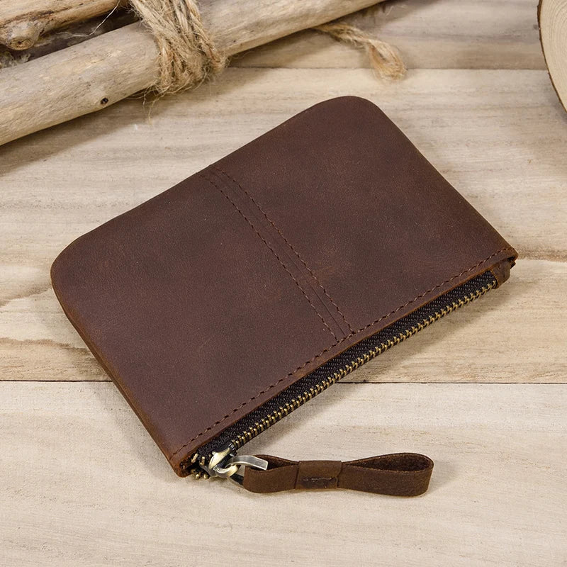 Genuine Leather Mini Coin Wallet with Card Holder