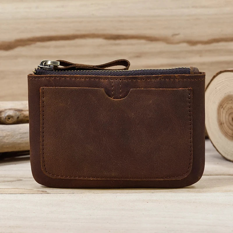 Genuine Leather Mini Coin Wallet with Card Holder