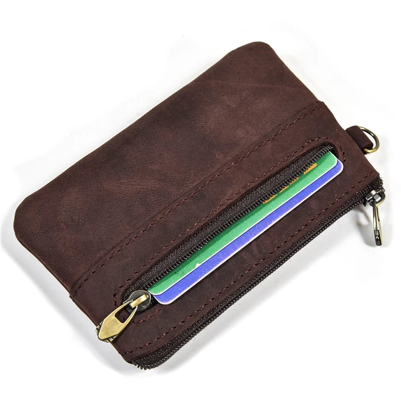 Genuine Leather Mini Coin Wallet with Card Holder