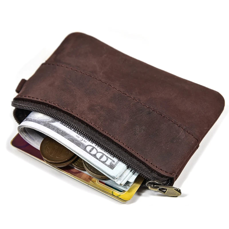 Genuine Leather Mini Coin Wallet with Card Holder