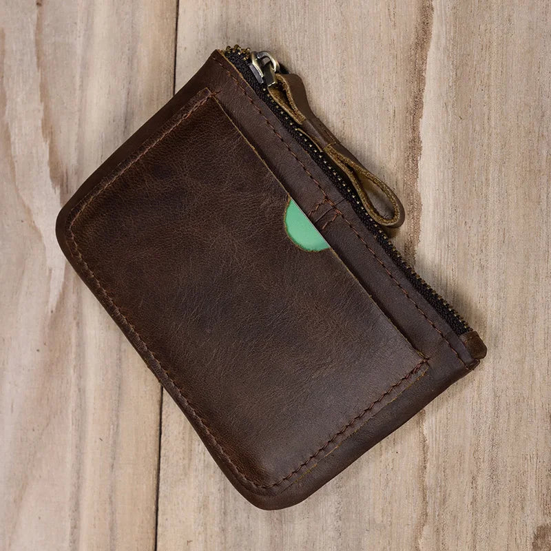 Genuine Leather Mini Coin Wallet with Card Holder