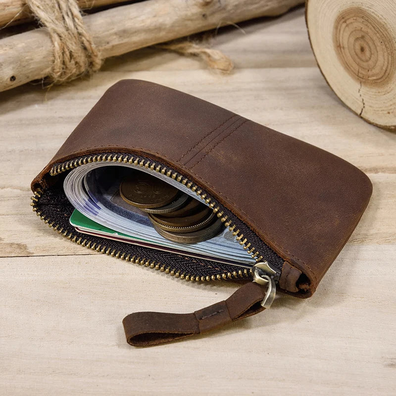 Genuine Leather Mini Coin Wallet with Card Holder