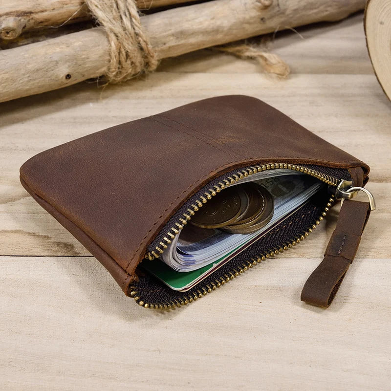 Genuine Leather Mini Coin Wallet with Card Holder