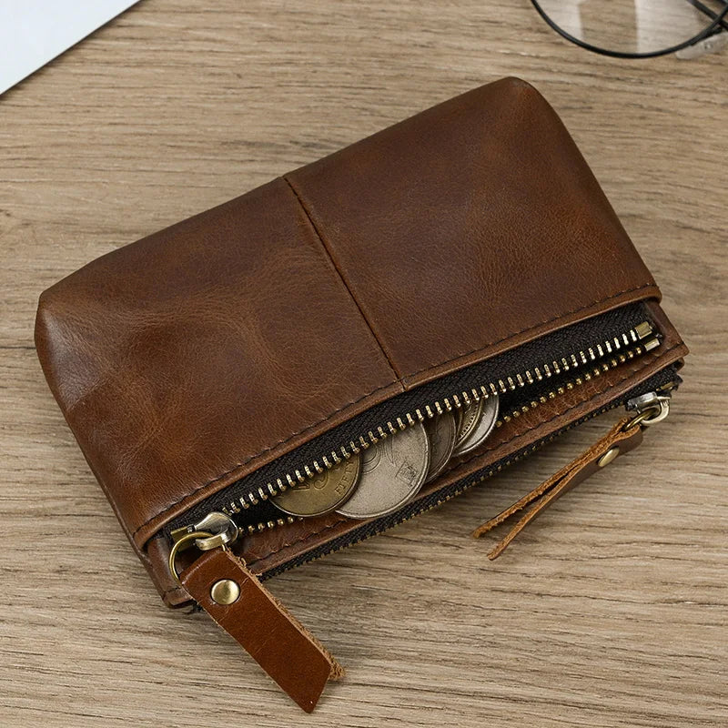 Luufan Genuine Leather Coin Wallet with Card Holder & Key Ring