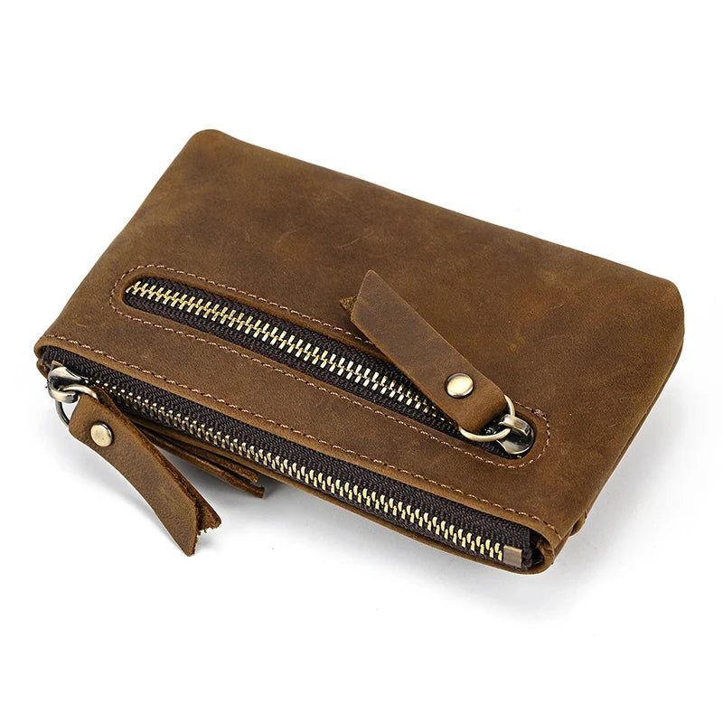Luufan Genuine Leather Coin Wallet with Card Holder & Key Ring