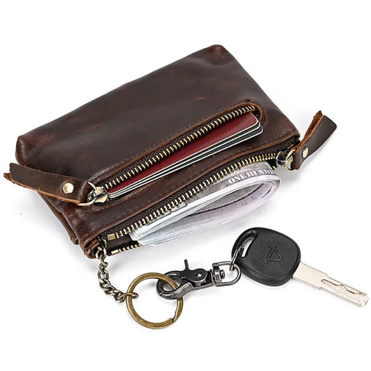 Genuine Leather Mini Coin Wallet with Card Holder