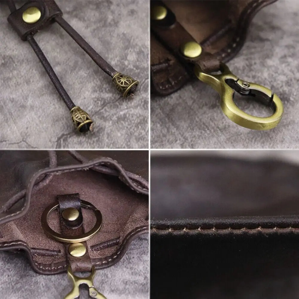 Retro Genuine Leather Coin Purse & Key Holder
