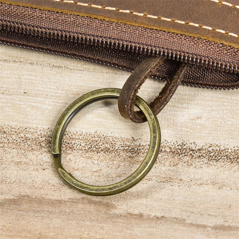 Luufan Genuine Leather Coin Wallet with Card Holder & Key Ring