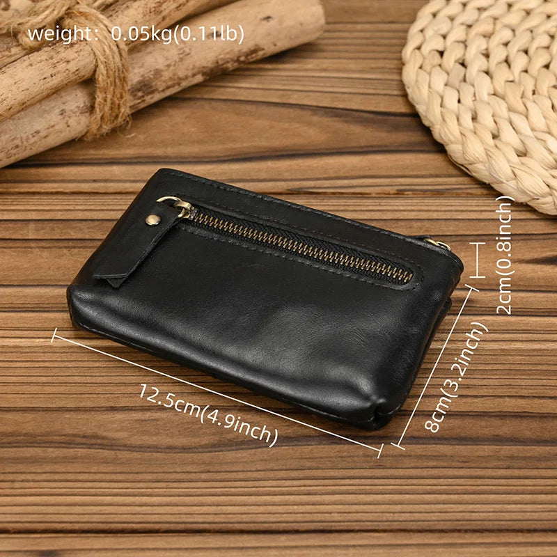 Genuine Leather Mini Coin Wallet with Card Holder