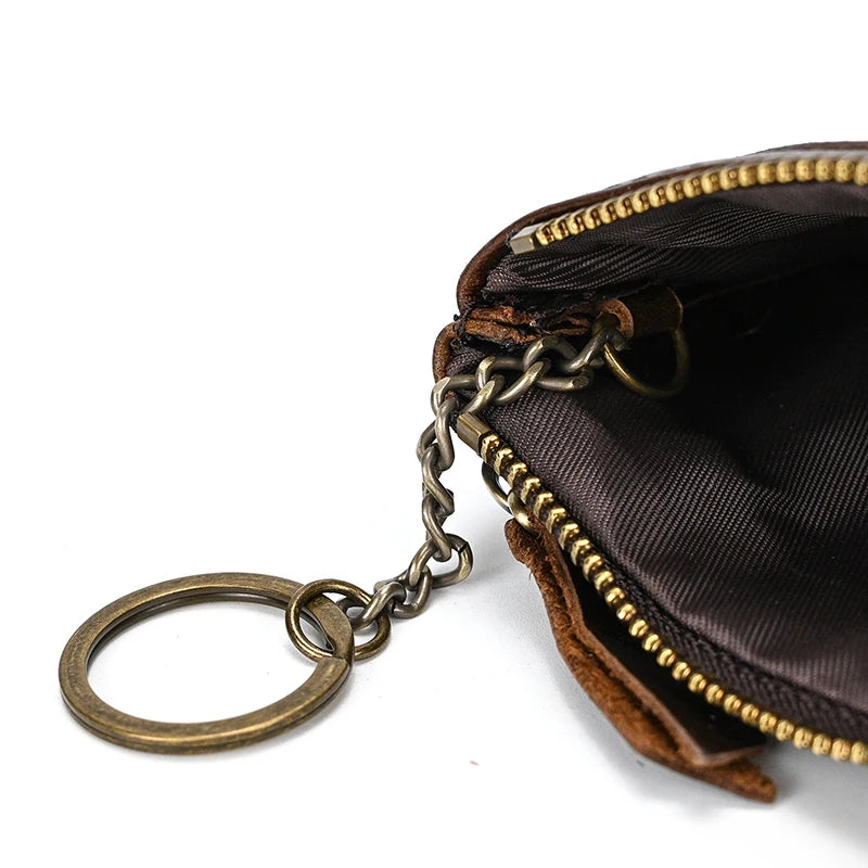 Luufan Genuine Leather Coin Wallet with Card Holder & Key Ring