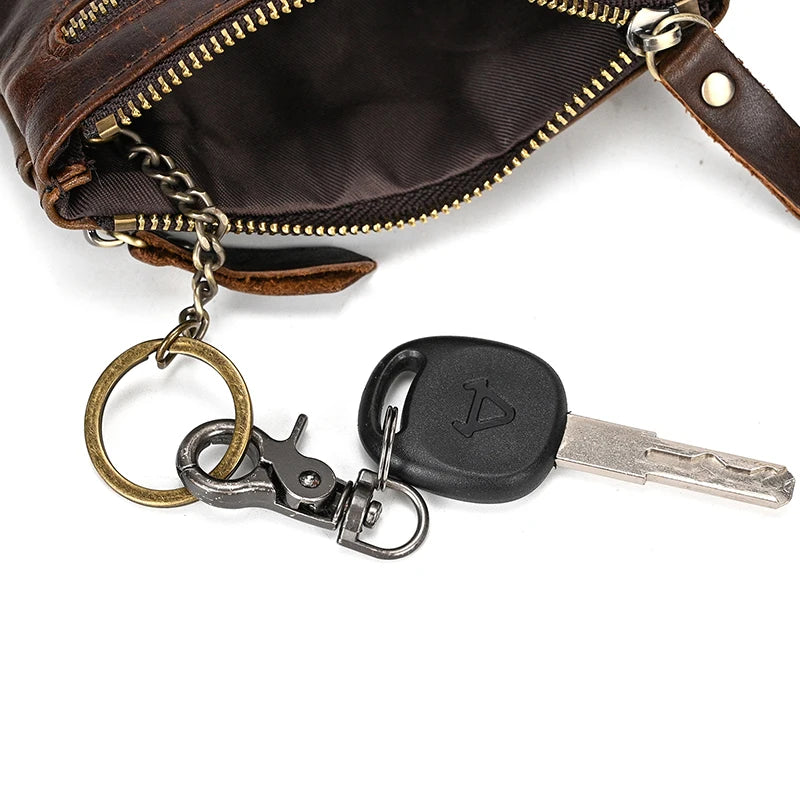 Luufan Genuine Leather Coin Wallet with Card Holder & Key Ring