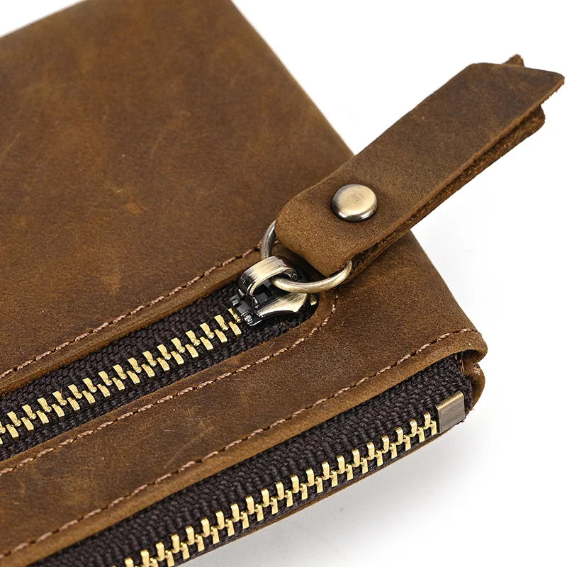 Luufan Genuine Leather Coin Wallet with Card Holder & Key Ring