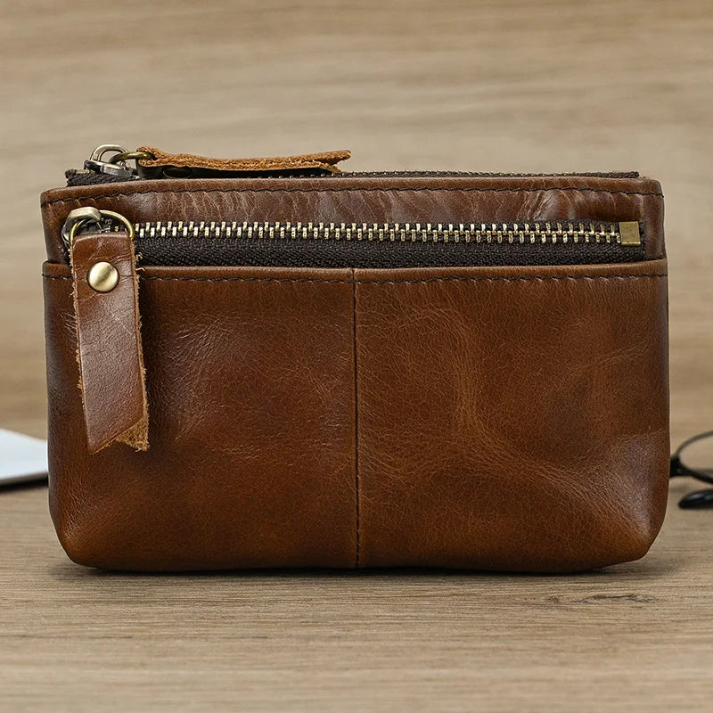 Luufan Genuine Leather Coin Wallet with Card Holder & Key Ring