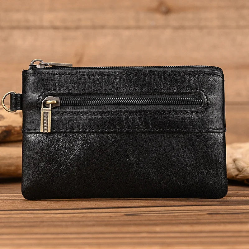 Luufan Genuine Leather Coin Wallet with Card Holder & Key Ring