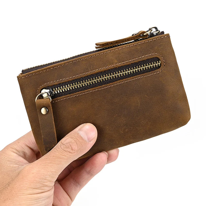 Luufan Genuine Leather Coin Wallet with Card Holder & Key Ring