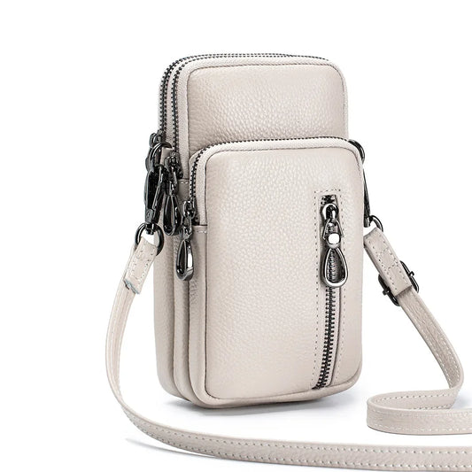 Women’s Genuine Leather Crossbody Messenger Bag with Multi Pockets