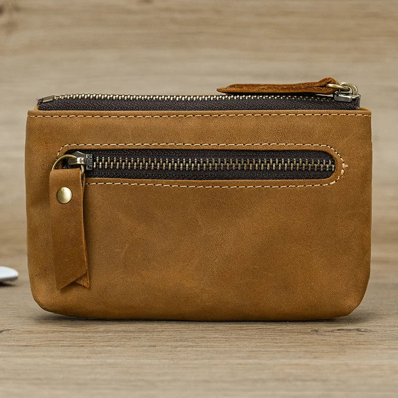 Luufan Genuine Leather Coin Wallet with Card Holder & Key Ring