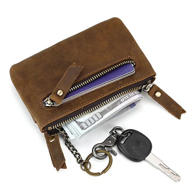 Genuine Leather Mini Coin Wallet with Card Holder