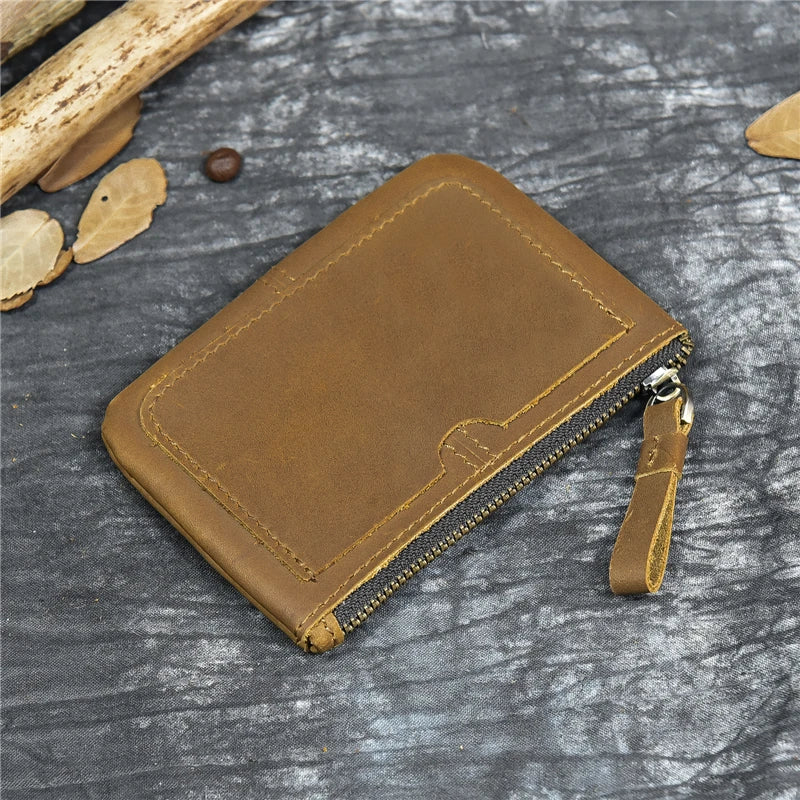 Genuine Leather Mini Coin Wallet with Card Holder