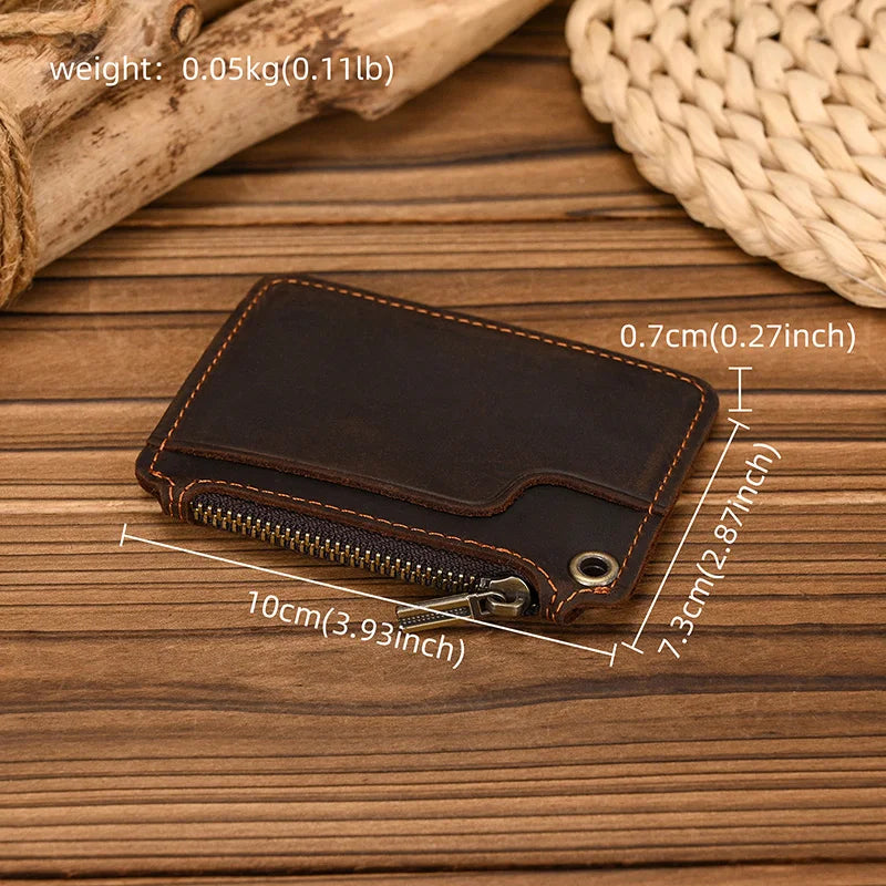Luufan Genuine Leather Coin Wallet with Card Holder & Key Ring