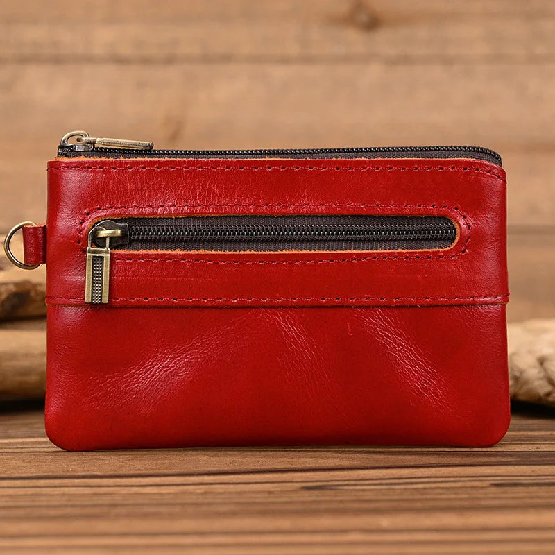 Luufan Genuine Leather Coin Wallet with Card Holder & Key Ring